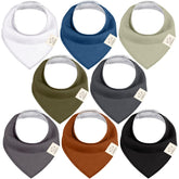 KeaBabies 8-pack bandana bibs front view shows drool absorption in neutral tones