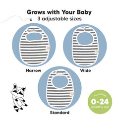 KeaBabies bibs showing adjustable nickel-free snaps for growing babies