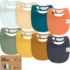 KeaBabies 8-pack organic bibs packaging display for gifting and storage convenience.