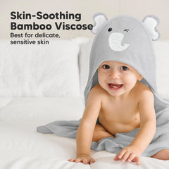 KeaBabies three-times absorbent towel keeps baby dry between baths