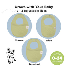 KeaBabies large coverage bib on baby chest demonstrates full protection during feeding and drool.