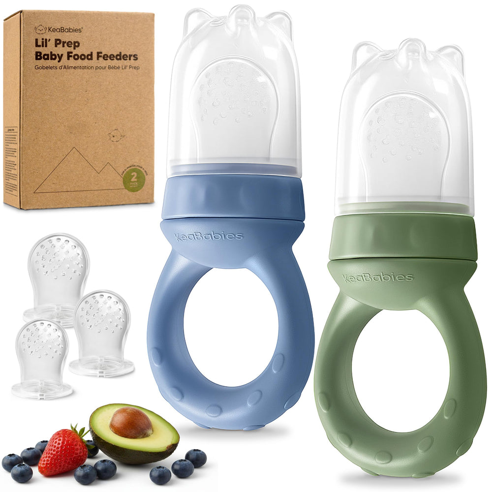 KeaBabies baby fruit feeder 2-pack slate pack shot for BLW and self-feeding