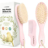 KeaBabies baby hair brush oval blush with soft goat bristles for gentle scalp care.