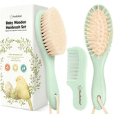 KeaBabies baby hair brush oval sage for gentle scalp care.