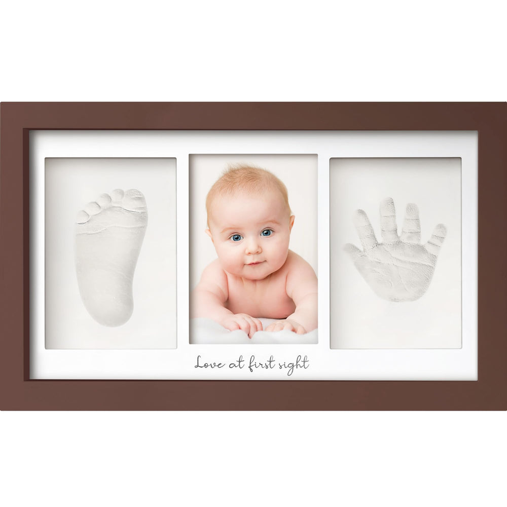 KeaBabies baby handprint frame cedar closeup shows durable keepsake for newborn memories.