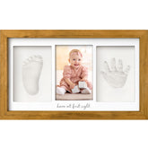 KeaBabies handprint frame closeup highlights durable wood frame for nursery décor.