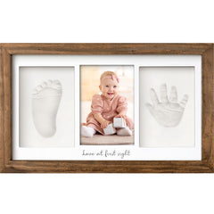 KeaBabies baby handprint frame in medium oak—durable nursery keepsake.