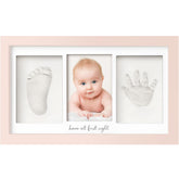 KeaBabies baby handprint frame with petal pink glass cover for keepsakes.