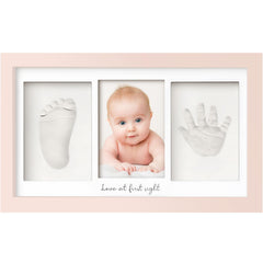 KeaBabies baby handprint frame with petal pink glass cover for keepsakes.