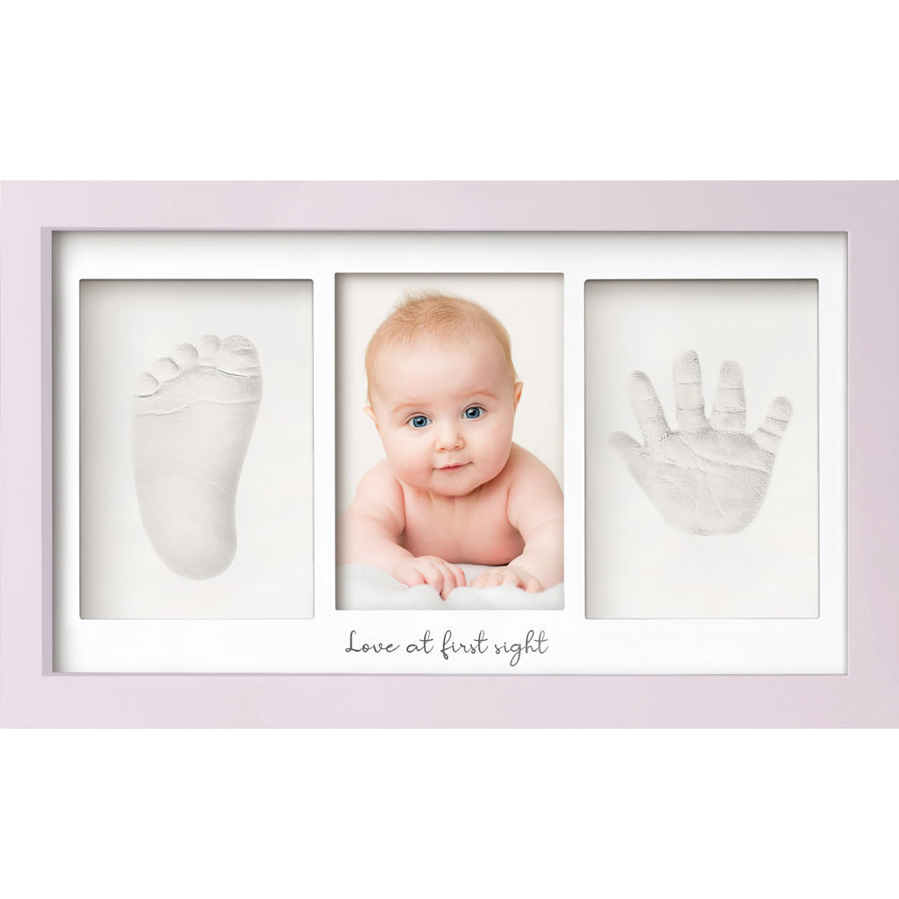 KeaBabies handprint kit with soft lilac frame; perfect for enduring nursery keepsakes.