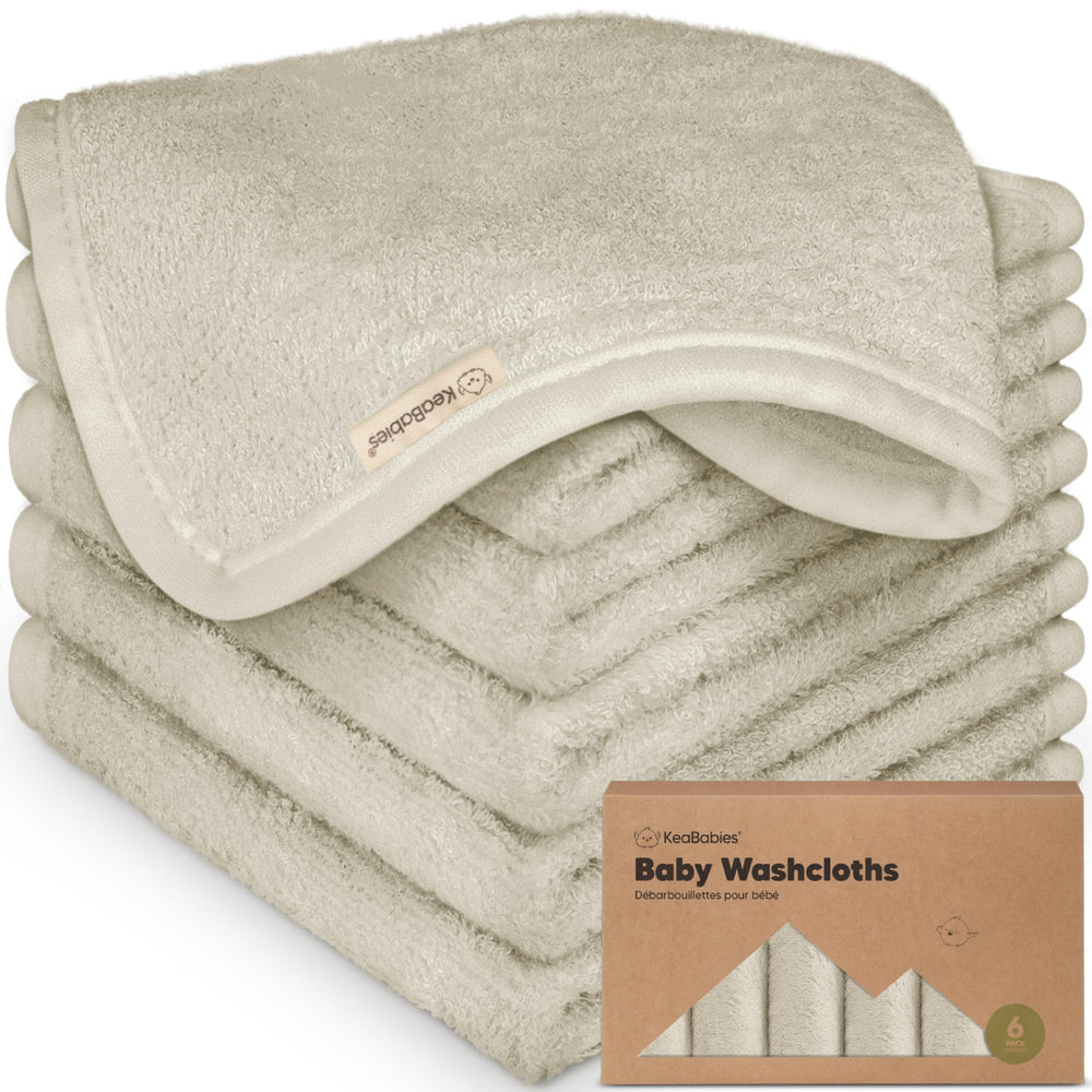 KeaBabies 6-pack stone washcloths offer soft, safe cleansing for newborns.