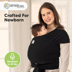 KeaBabies baby wrap carrier worn-shoulder illustrates comfortable ergonomic support during daily tasks.