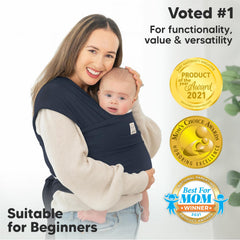 KeaBabies Baby Wrap Carrier Midnight hands-free-bonding in action supports parent-child connection.