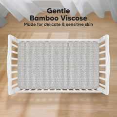 KeaBabies bamboo viscose crib sheet close-up shows breathable fabric