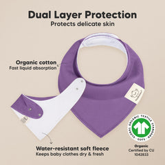 KeaBabies bandana bib close-up highlights gentle stitching and breathable fabric.