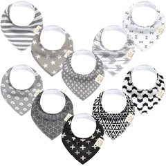 KeaBabies bandana bibs 10-pack group shot shows versatile drool protection during teething
