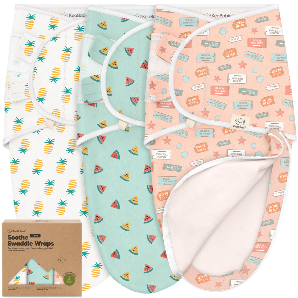 KeaBabies Beach Day swaddle closeup shows soft fabric for cozy naps.