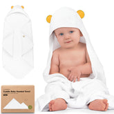 KeaBabies bear hooded towel front view showing absorbent bath time warmth