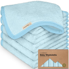 KeaBabies Bravo Blue washcloths offer plush bamboo softness for gentle baths.