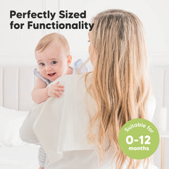 KeaBabies burp cloth on shoulder during feeding for comfort and mess control.