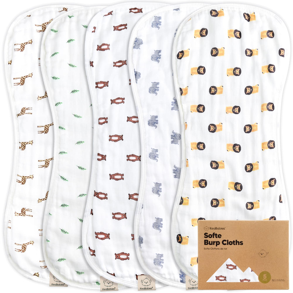 KeaBabies 8-layer burp cloths absorb messes quickly, ideal for newborn feeding sessions.
