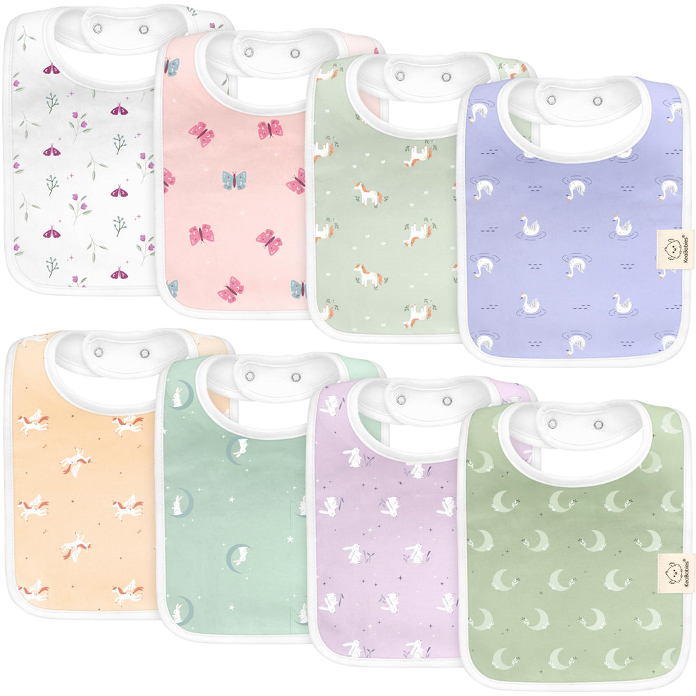KeaBabies Coast 8pack bibs in unisex colors protect outfits all day.
