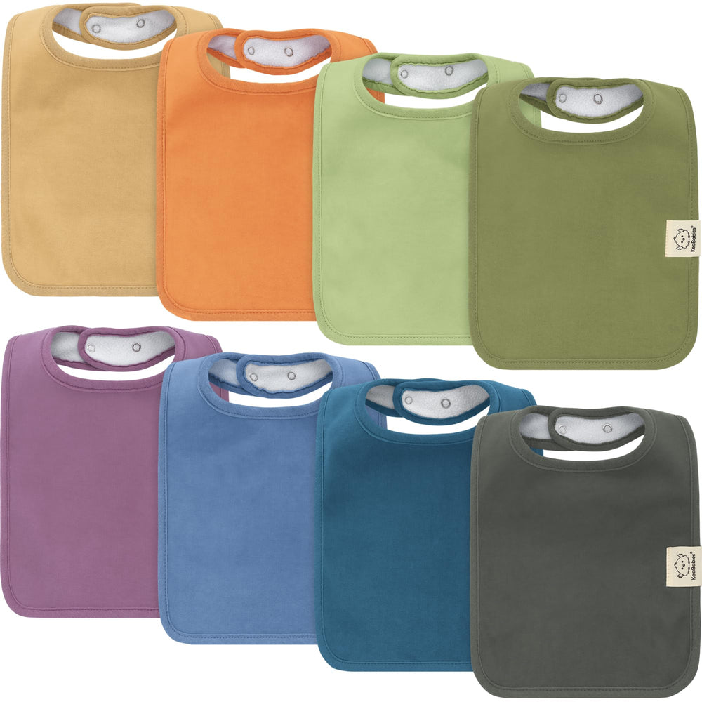 KeaBabies Coast 8-pack bibs shown together for easy drool management.