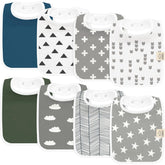 KeaBabies Coast 8-pack bibs laid out showing unisex color range for versatility