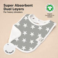 KeaBabies Coast bibs display water-resistant backing for easy cleanup