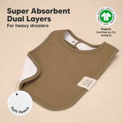KeaBabies Coast bibs with water-resistant backing keep clothes dry.