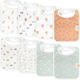KeaBabies Coast Bib 8-pack in wilderness colors keeps baby outfits clean during drool.