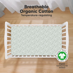 KeaBabies crib sheets on a 52x28 mattress showing secure fit