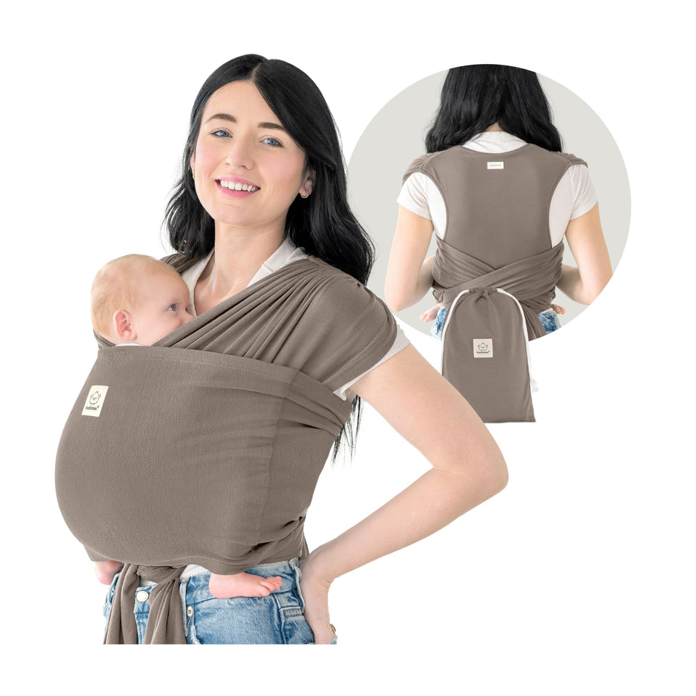 KeaBabies D-Lite Ring Sling front view offers ergonomic support for parent and baby.