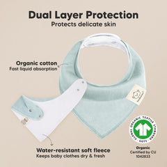 KeaBabies Daybreak bandana bibs close-up shows 100% cotton softness for sensitive skin.