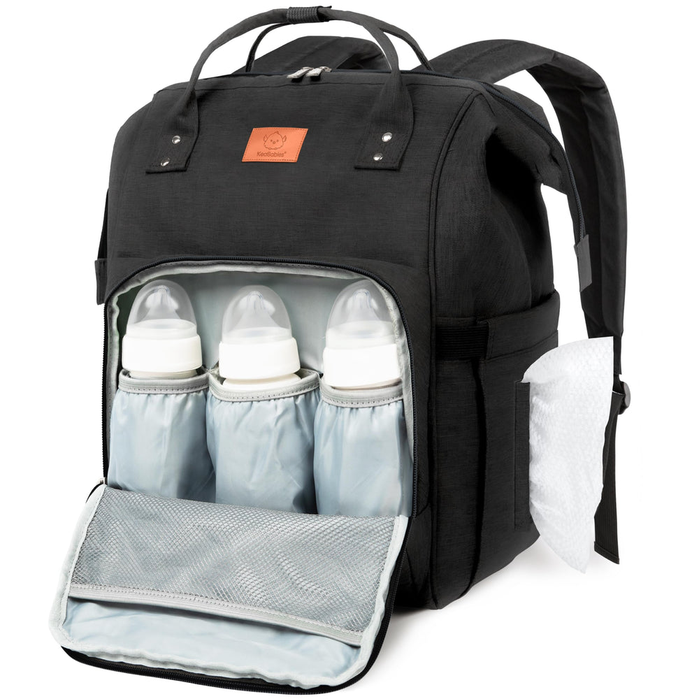 KeaBabies diaper bag backpack highlights water-resistant fabric for daily outings.