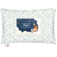 KeaBabies Dinobloom pillow front view provides toddler-friendly neck support for restful sleep.