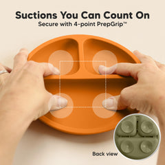 KeaBabies Divided-section plate with vibrant colors supports varied foods.