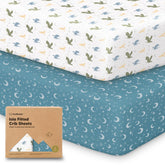KeaBabies Dragon Tale 2-pack crib sheets on standard mattresses, soft and breathable.