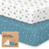 KeaBabies Dragon Tale mini crib sheets in 38x26 fit Pack N Play mattresses with soft fabric.