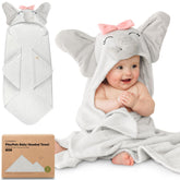 KeaBabies Ella hooded towel with animal hood provides cozy bath time warmth.