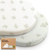 KeaBabies Elly 2-pack bassinet sheets folded, showcasing soft, breathable 100% cotton comfort.