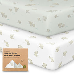KeaBabies Elly 2-pack mini crib sheets offer easy-fit for fast changes.
