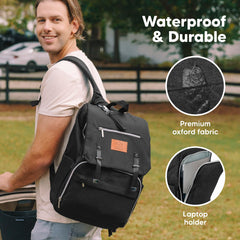 KeaBabies Explorer bag fabric is water-resistant for outdoor adventures and splashes.