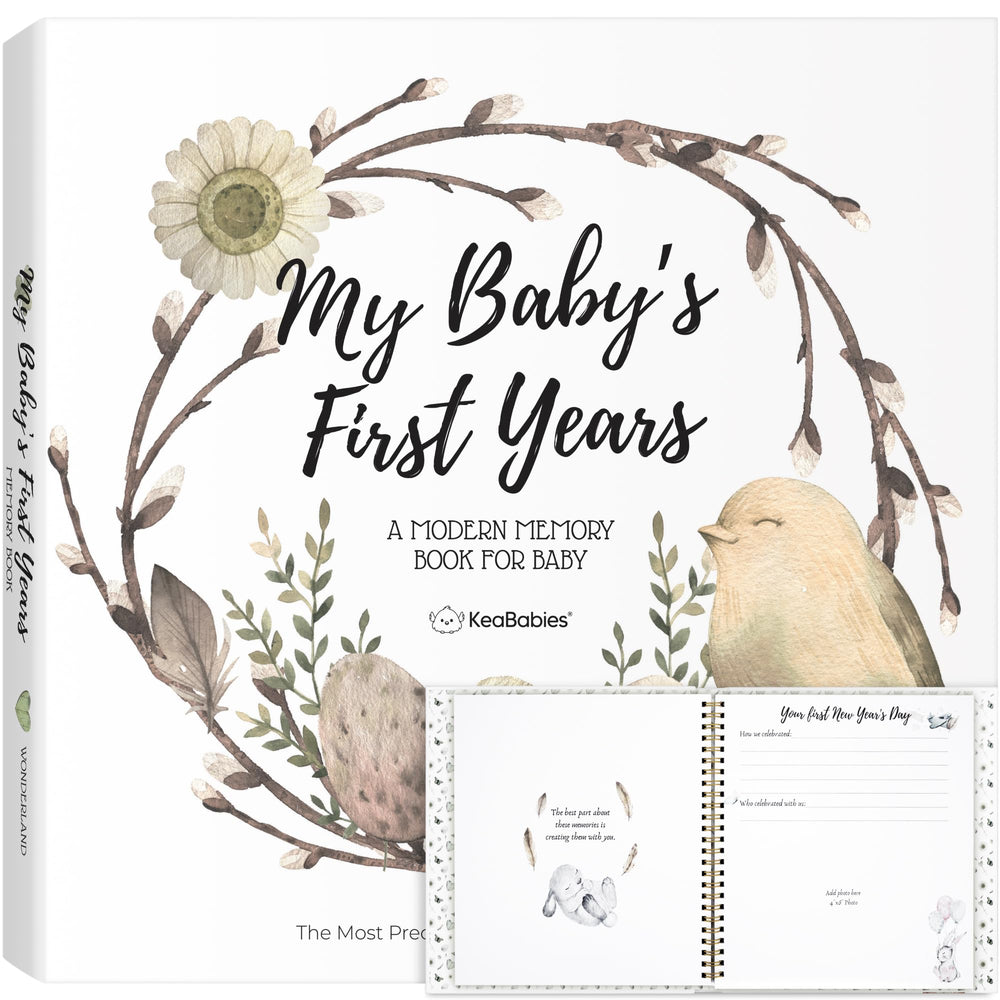 KeaBabies First 5 Years memory book cover with WonderLand design for lasting keepsakes and easy gifting