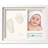 KeaBabies Footprint Kit frame with wood and glass for timeless keepsake display in nursery decor.