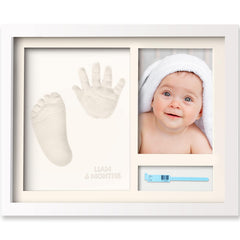 KeaBabies Footprint Kit frame with wood and glass for timeless keepsake display in nursery decor.