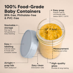 KeaBabies glass baby-food jar stacking view for convenient prep.
