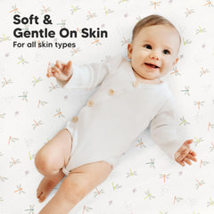KeaBabies GOTS organic cotton mini sheet Meadow, breathable fabric ideal for sensitive skin.