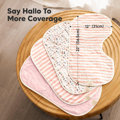 KeaBabies Hallo burp cloth absorption closeup highlights triple-layer softness for quick spill capture.