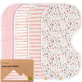 KeaBabies Hallo burp cloth coverage shows wide shoulder protection for feeding mishaps.